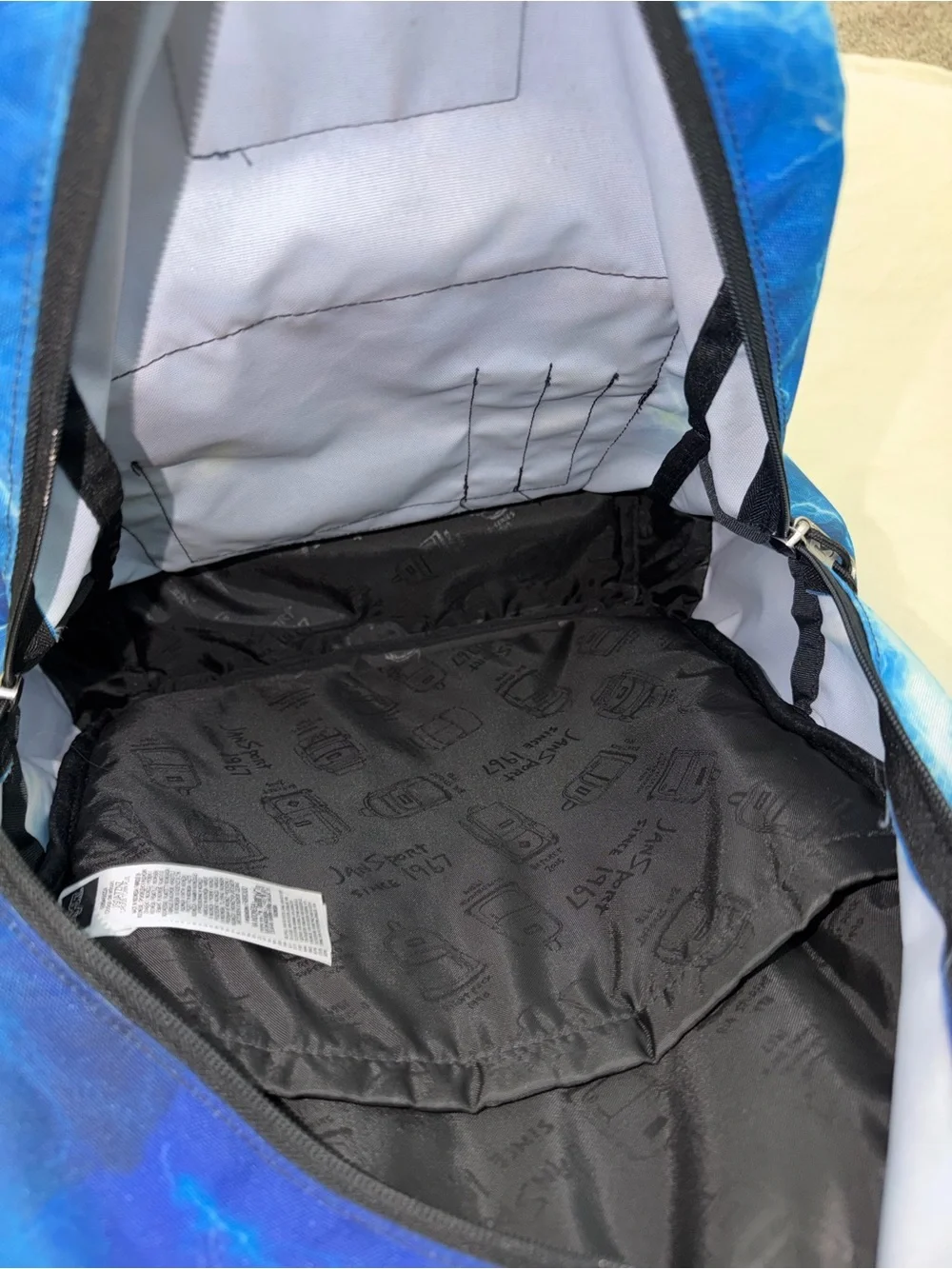 Jansport Cross Town Plus Electric Blue Lightning Print Backpack